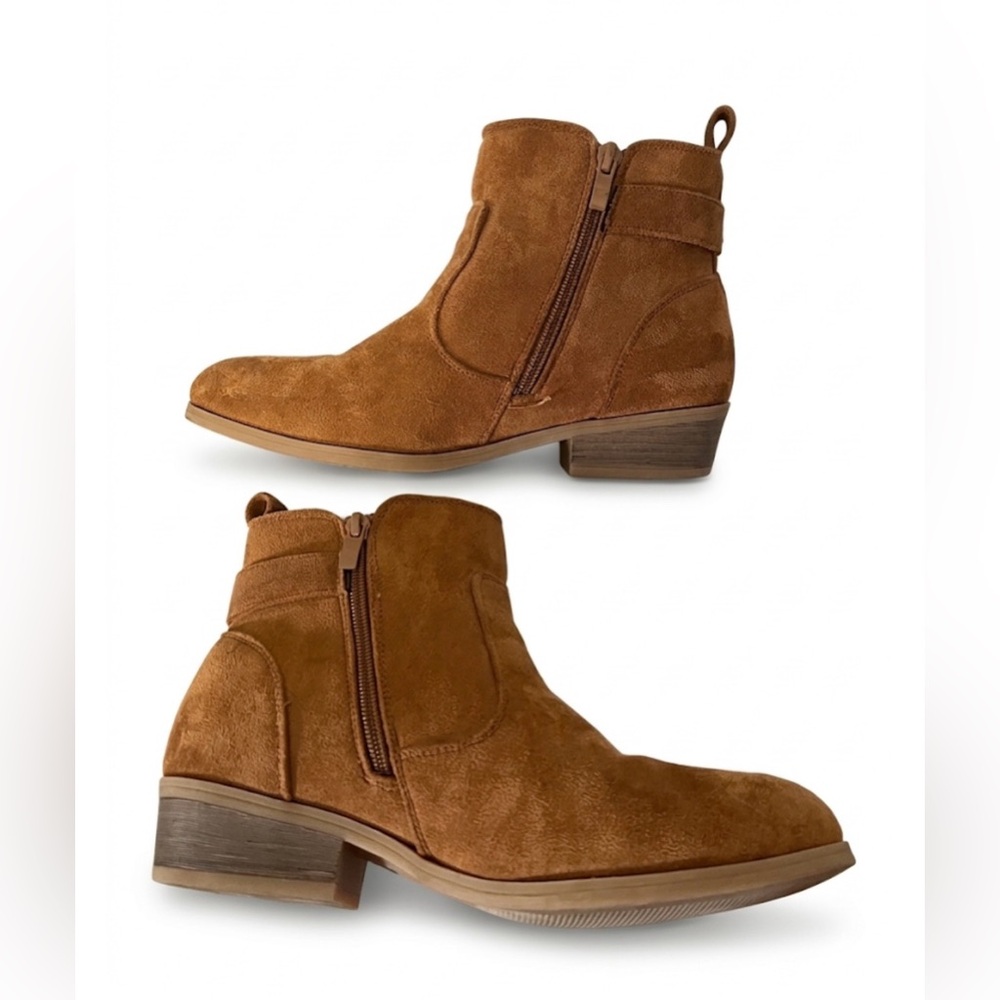 Girls Dream Pairs Brown Ankle Booties Shoes Faux Suede Big Kids Size 5 - Picture 2 of 6